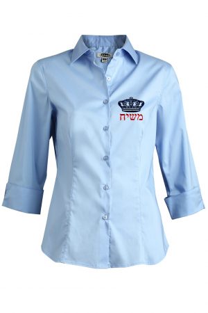 Stretch Blouse 3/4 lt blue logo